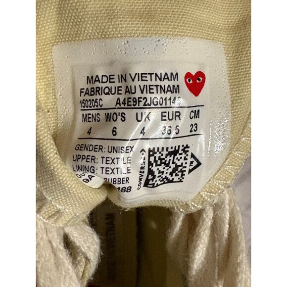 Converse Chuck Taylor High 'CDG White' Sz 6 - Picture 5 of 6